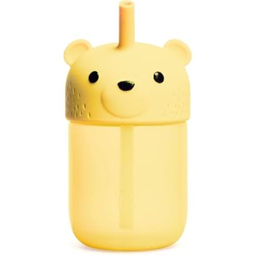 Munchkin Gentle™ Transition Honey Bear Straw Cup for Babies and Toddlers 6 Months and Up, Squeezable Sippy Bottle for Easy Drinking, 9 Ounce, Yellow
