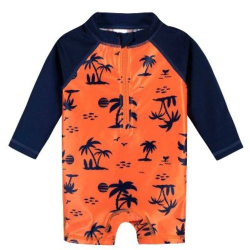 Gerber Baby And Toddler Boys' Long Sleeved Rashguard One Piece Swimsuit - Anchor - 0-3m