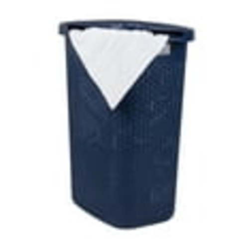 Mind Reader 60L Slim Laundry Hamper, Lid, Wicker Design, 17.65"L x 13.75"W x 24.15"H, Navy
