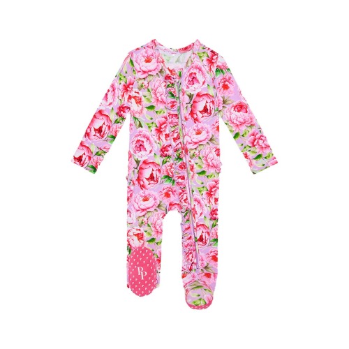 Francoise Peony Print Ruffle Footie, 3-6M