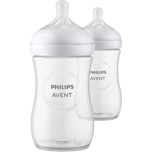 Philips AVENT Natural Baby Bottle with Natural Response Nipple, Clear, 9oz, 2pk, SCY903/02