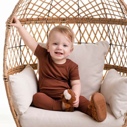 Front Opening Ready Set Romper® in Ribbed Milk Chocolate