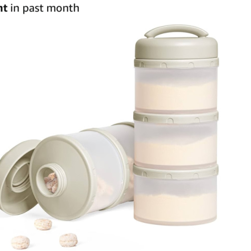 Termichy Stackable Formula Dispenser Portable Milk Powder Container, 2 Pack, Warm Grey