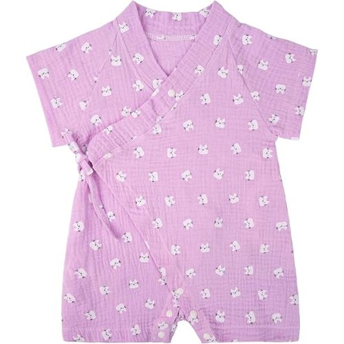 PAUBOLI Baby Kimono Robe Newborn Cotton Yarn Bodysuit Romper Infant Japanese Pajamas 0-24 Months
