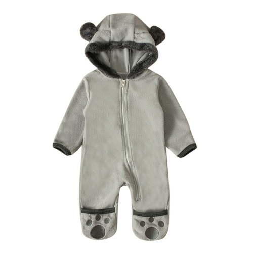 Ketyyh-chn99 Baby Boy Girls Winter Warm Rompers Footies Romper Hooded Fleece Jumper for Baby Jumpsuit Grey,12-18 Months