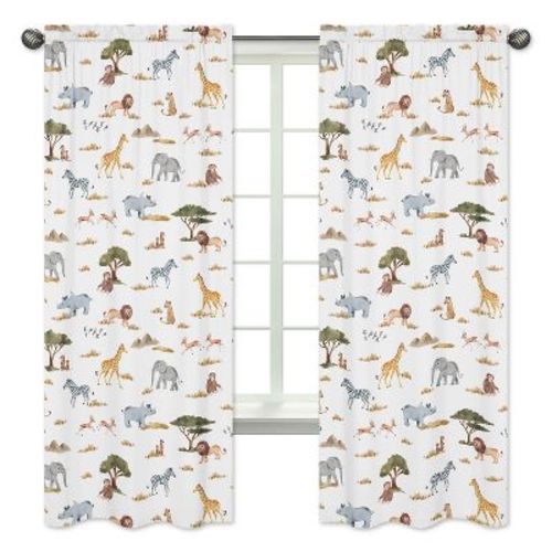 Sweet Jojo Designs Window Curtain Panels 84in. Jungle Multicolor