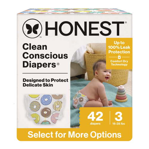 Honest® Clean Conscious Baby Diapers Size 3 (16-28 lbs), Hypoallergenic and Fragrance Free, 42 Count