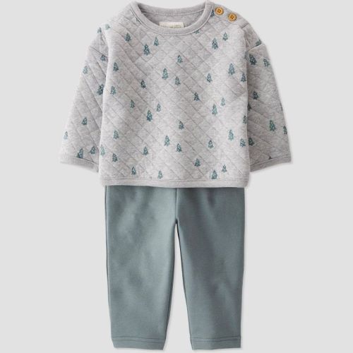 Little Planet by Carter’s Baby Boys' 2pc Double Knit Trees Top & Bottom Set - Green/Gray, Size: 3M