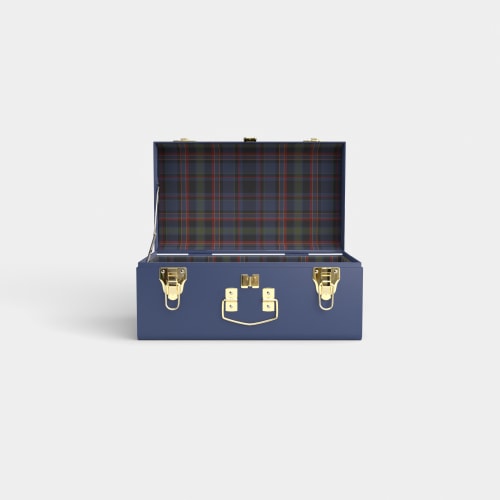 Mini Trunk - Navy - PK Plaid / Embroidery
