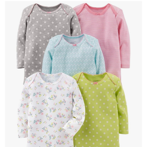 Simple Joys by Carter's Baby Girls' Long-Sleeve Bodysuit, Pack of 5