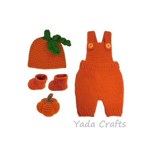 Newborn Pumpkin outfit, Baby Halloween Pumpkin costume, Baby Photo prop, Pumpkin Toy, Crochet Hat, Booties, Children Pumpkin Amigurumi