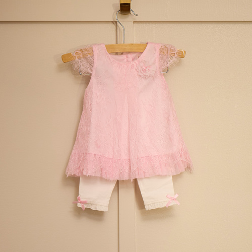 Infant Pink Lace Tunic and Legging Set