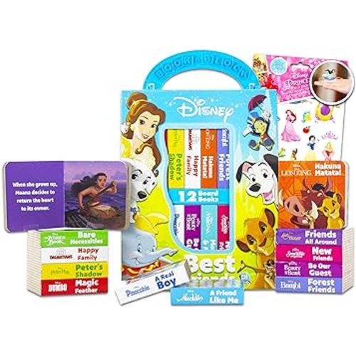 Disney Board Books Disney Baby Story Book Set~ 12 Pack Disney Best Friends Board Books My First Library Block Books for Toddlers Kids with Reward Stickers (Disney Classics Baby Board Book Set)