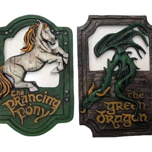 XYQ Lord of The Rings The Prancing Pony and The Green Dragon Pub Signs Set, Handmade Bar Style Sign, Pub Home Office Decorative Sign, 11 X 7 Inch Handmade Bar Style Sign