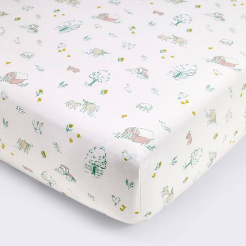 Cotton Fitted Crib Sheet - Farm Friends - Cloud Island™: 200 Thread Count, 100% Cotton