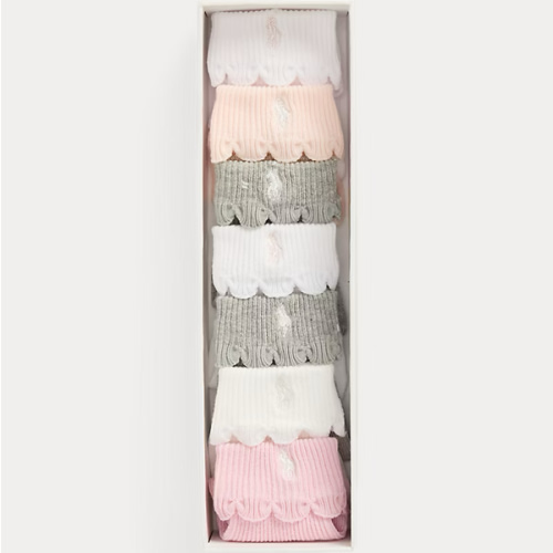Scalloped-Trim Ankle Sock 7-Pack