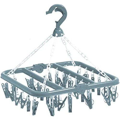 Clip and Drip Hanger Clothes Hanger Drying Rack 32 Clips (Light Blue)
