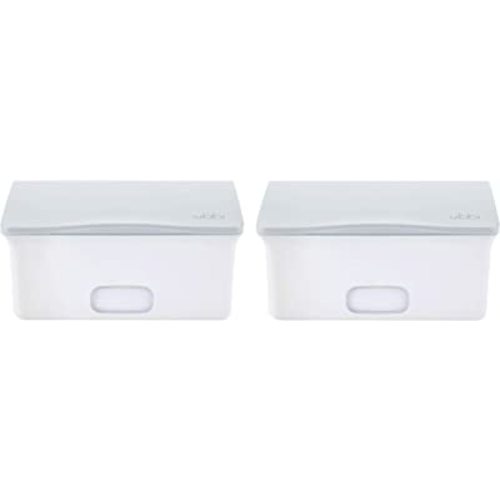 Ubbi Set of 2 Baby Wipes Dispensers with Weighted Plates and Secure Seals, Nursery and Baby Registry Essential to Keep Wipes Fresh and Changing Table Organized, Gray
