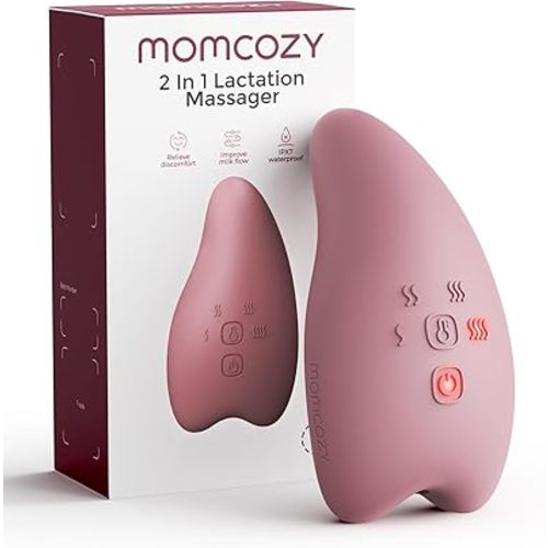 Momcozy Warming Lactation Massager Pro, 8 Vibration Modes & 4 Heating Levels, Longer-Lasting & 100s Rapid Warming Breast Massager, Quick Charging, Improves Milk Flow & Relieves Breast Engorgement