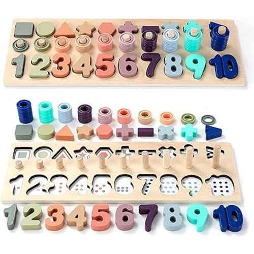 Toddler Montessori Toys Teaches Number, Counting, Math, Stacking Fun Preschool Learning Activates for Boy and Girl | 1 Year Old Boy Gifts and Beyond! (Macaron)
