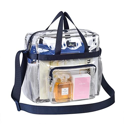 MAY TREE Clear Bag for Stadium Events 12×6×12 Clear Tote Lunch Bag with Reinforced Straps for Work and Sporting Events