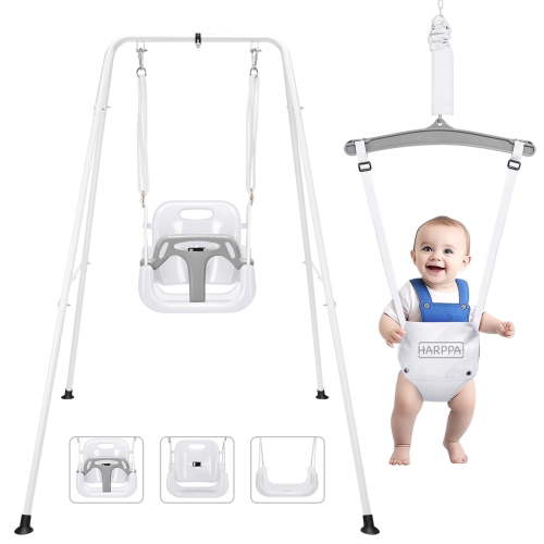 HARPPA 2-in-1 Toddler Swing Set and Baby Jumper with Stand for Indoor & Outdoor Fun, Ages 1-5 Years