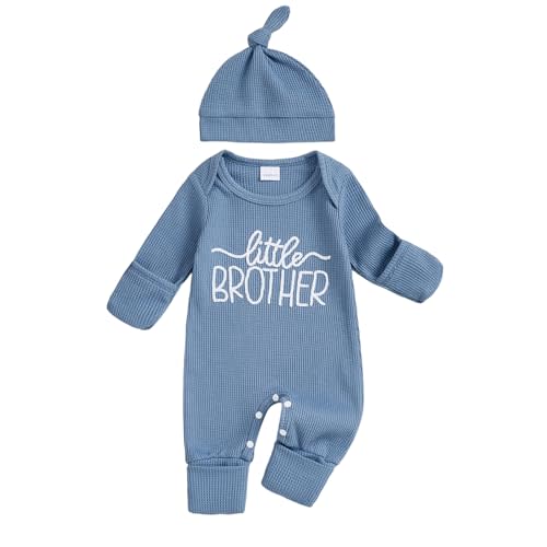allshope Newborn Baby Boy Fall Outfit Romper Lil Bro Little Brother Long Sleeve Crew Neck Jumpsuit Bodysuit Infant Clothes