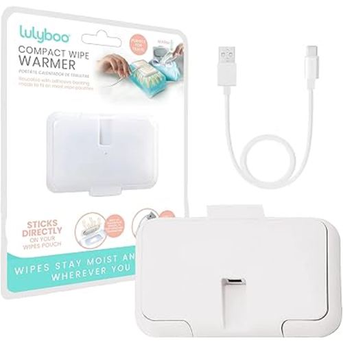 Lulyboo Compact Wipe Warmer, Constant Temperature & Double Layer Cover, Portable USB Baby Wipe Warmer for Home, Car & Travel - Keeps Wipes Moist, Ideal Baby Care Gift