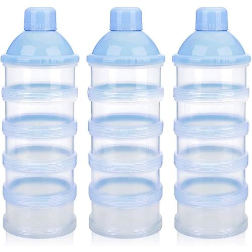 Accmor Formula Dispenser On The Go, 5 Compartments Stackable Formula Container for Travel, Baby Milk Powder Kids Snack Container, BPA Free