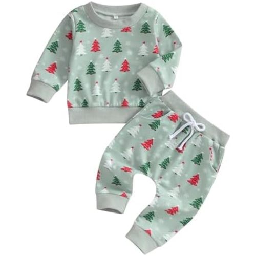 FIOMVA St Patricks Day Baby Boy Girl Outfit Infant Shamrock Print Sweatshirts Pants Set Toddler Cute Top Suit Clothes