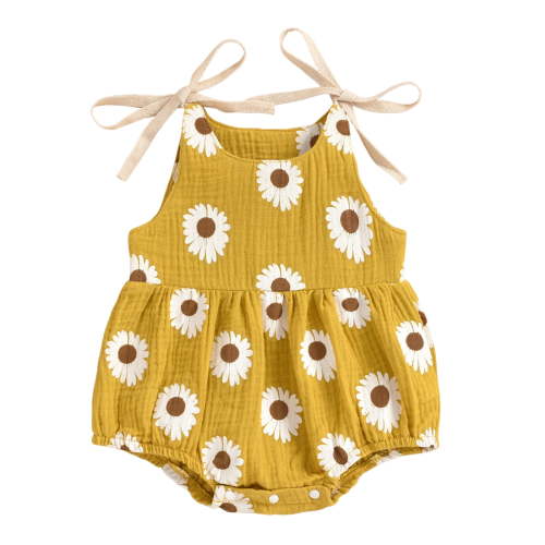 Yindaity Baby Girl Dress Summer Ruffle Sleeve Bowknot Floral Dresses Casual Sundress Yellow,12-18 Months