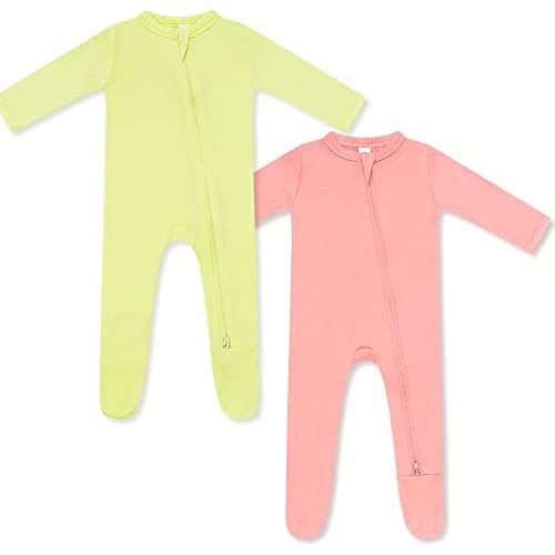 HAPIU Rayon from Bamboo Baby Footed Pajamas, 2 Way Zipper YKK, Footie for Baby Boy Girls, Newborn-24 Months