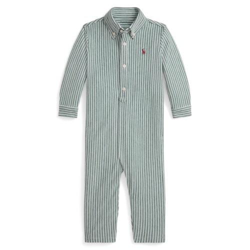 Oxford Stripe Cotton Romper, 6M
