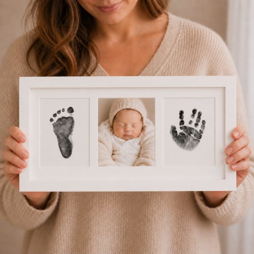 Baby Hand and Footprint Keepsake Frame - 3-Panel Design | Little Treasures