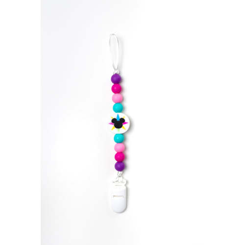 Teal & Pink Disney Baby Pacifier Clip, Mickey Mouse Pacifier Clip – Small World Teething Company