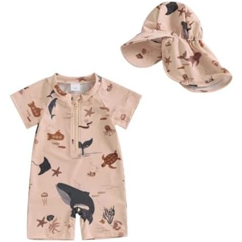 Hnyenmcko Infant Baby Boy Girls Rash Guard Swimsuit Short Sleeve Zipper Bathing Suit Toddler One Piece Swimwear Sunsuit
