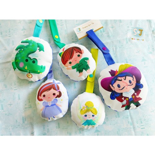 Set of 3 Neverland hanging toys for baby play gym activity center or stroller, Peter Pan, Hook, Tink, Tock, rattles, attachable soft toys