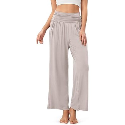ODODOS Women's Wide Leg Palazzo Lounge Pants with Pockets Light Weight Loose Comfy Casual Pajama Pants-26/28/30"/32" Inseam