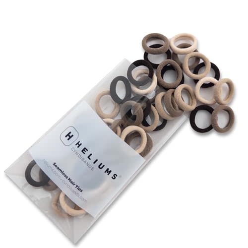 Heliums Mini Hair Ties No Damage - Neutral Mix - Extra Small 0.7 Inch Tiny Soft Seamless Hair Bands (Beige, Sandy Blonde, Light Brown, Dark Brown) - 40 Count