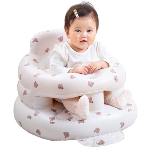 Inflatable Baby Seat for Babies 4 Months & Up, Infant Floor Seats for Sitting Up, Blow Up Baby Chair with Built in Air Pump
