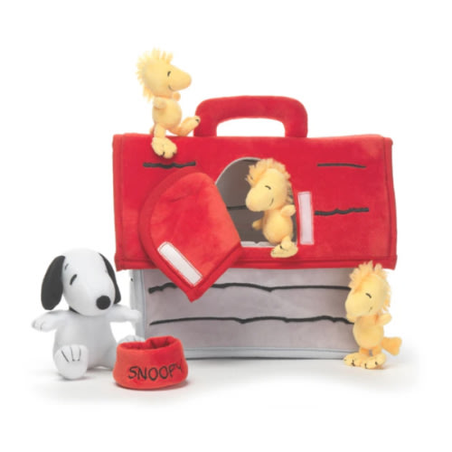 Classic Snoopy Interactive Plush Doghouse with 5 Stuffed Animal Toys – Lambs & Ivy