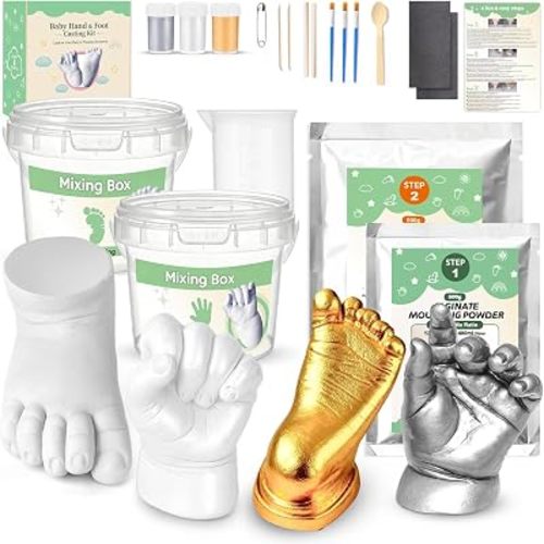 Sortnic Baby Casting Kit Hands and Feet Mold (4 Pack), Newborn Hand Footprint Baby Keepsake, 3D Plaster Hand Mold Casting Kit for Babies 0-9 Months, First Time New Mom Gifts, Baby Shower Birthday Gift