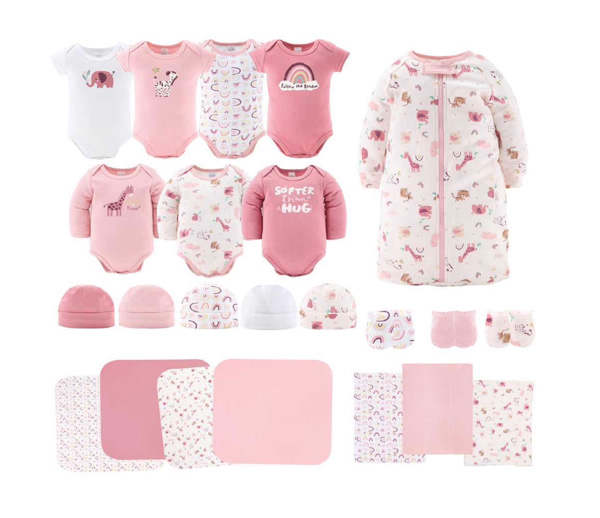 Rainbow Safari Baby Layette Clothing Gift Set, 23 Piece