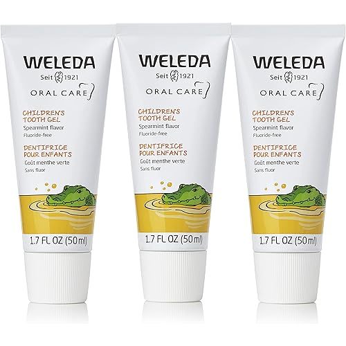 Weleda Oral Care Children's Tooth Gel, 1.7 Fluid Ounce (Pack of 3), Fluoride Free, Spearmint Flavor, Plant Rich Toothpaste with Calendula, Silica and Fennel