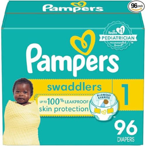Pampers Swaddlers Newborn Diaper Size 1 96 Count - Size 1 (96 Count)