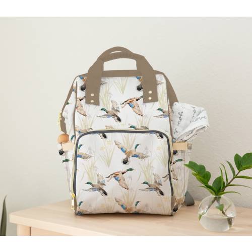 Mallard Duck Diaper Bag Backpack: Watercolor Baby Bag