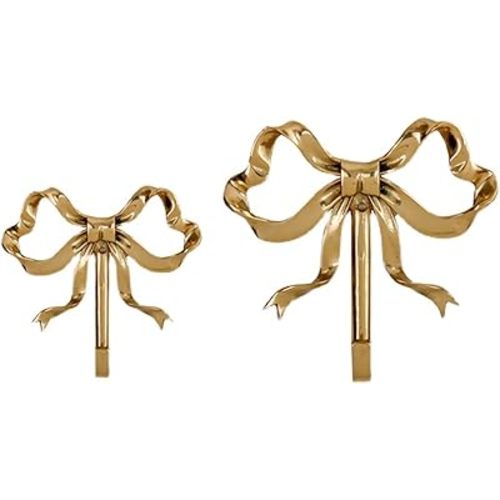 Home Decorative Hook Bow-Knot Brass Hook Wall Hooks for Hanging Hook for Coat Hat Towel Multi-Purpose Hooks (Color : Gold, Size : Pack of 2)