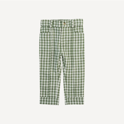 pintuck pant | green gingham | organic cotton gauze
