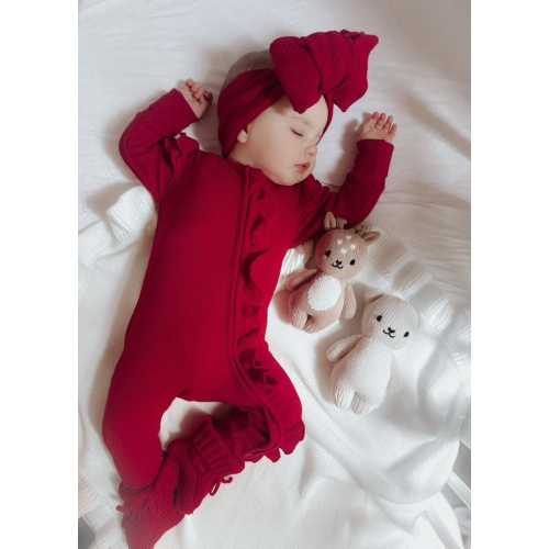 Baby Valentine’s Day Outfit | Baby Girl Romper with Frills | Boy Christmas outfit| Matching Headband, Bow & Booties | Newborn Gift