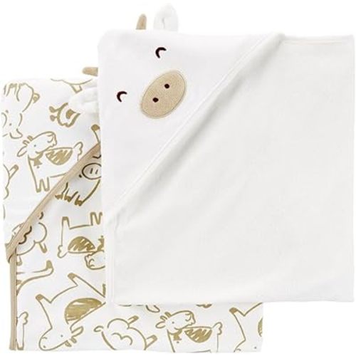 Carter's Baby Hooded Towel (2-pk White/Brown)